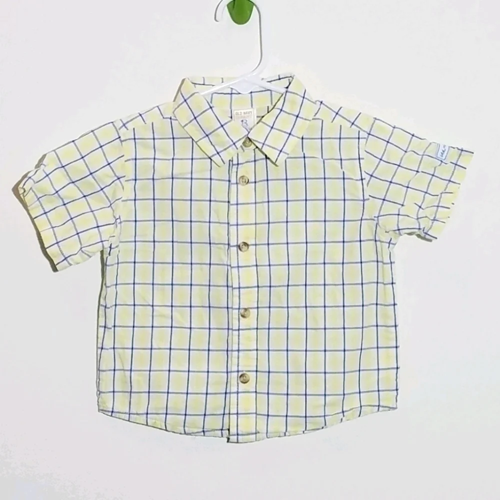Old Navy Button Down Plaid Polo Shirt 12-18m